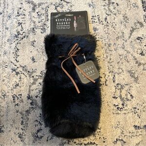 Bottled Poetry Black Faux Fur Wine Bag